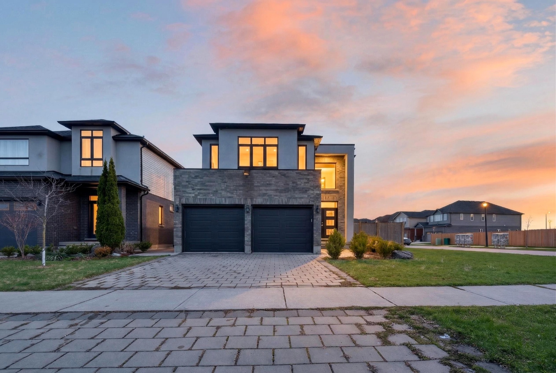 Front exterior twilight angle