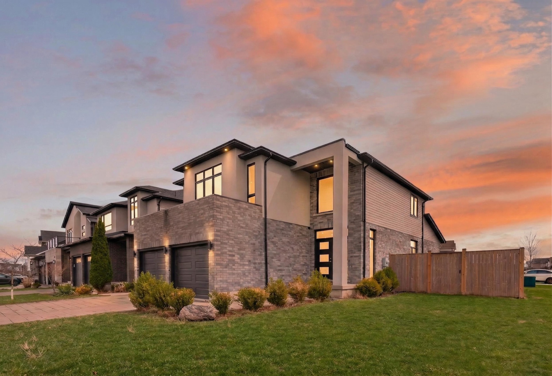 Front exterior at twilight